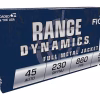 Fiocchi Range Dynamics 45 ACP Ammo 230 Grain Full Metal Jacket
