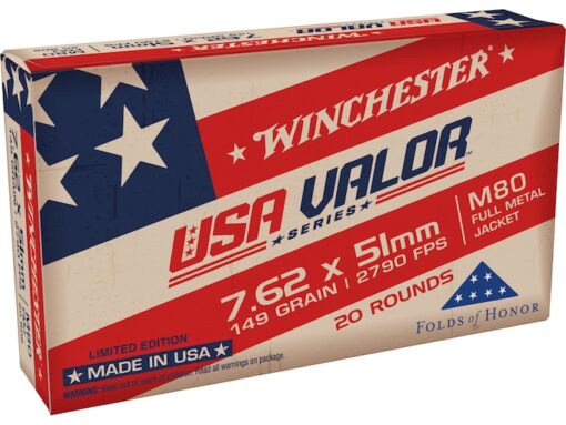 Winchester USA Valor 7.62x51mm NATO Ammo 149 Grain Full Metal Jacket