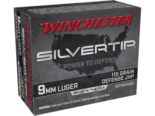Winchester Silvertip Defense 9mm Luger Ammo 115 Grain Winchester Silvertip Jacketed Hollow Point