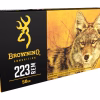 Product Information Cartridge 223 Remington Best Use Hunting Grain Weight 50 Grains Quantity 200 Round Configuration (10 Boxes of 20) Muzzle Velocity 3400 Feet Per Second Muzzle Energy 1283 Foot Pounds Bullet Style Polymer Tip Bullet Brand And Model Browning Rapid Expansion Matrix Tip (BXR) Lead Free No Case Type Nickel Plated Primer Boxer Corrosive No Reloadable Yes G1 Ballistic Coefficient 0.242 Velocity Rating Supersonic Country of Origin United States of America Delivery Information Shipping Weight 6.070 Pounds DOT-Regulated Yes