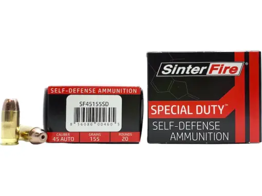 SinterFire Special Duty 45 ACP Ammo 155 Grain Frangible Hollow Point Lead Free